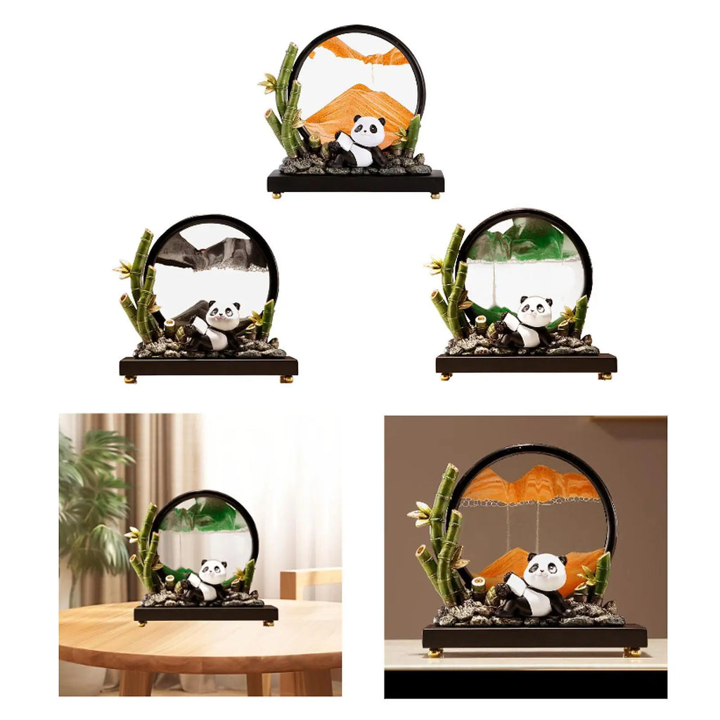 Quicksand Decor Panda Statue Creative Art Decor for Bookshelves Quake