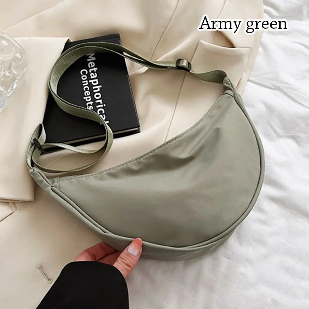 Nylon Crossbody Bag For Women Fashion Portable Casual Hobos Sport Chest Pouch Underarm Bags Students Dumpling Shape Shoulder Bag Quake army green