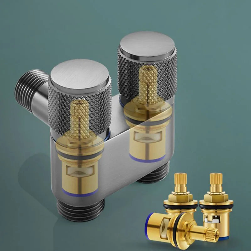 G1/2 1 In Two Out Double Control Washing Machine Faucet Toilet Triangle Valve Washing Machine Toilet Stop Valve Bathroom Parts Quake