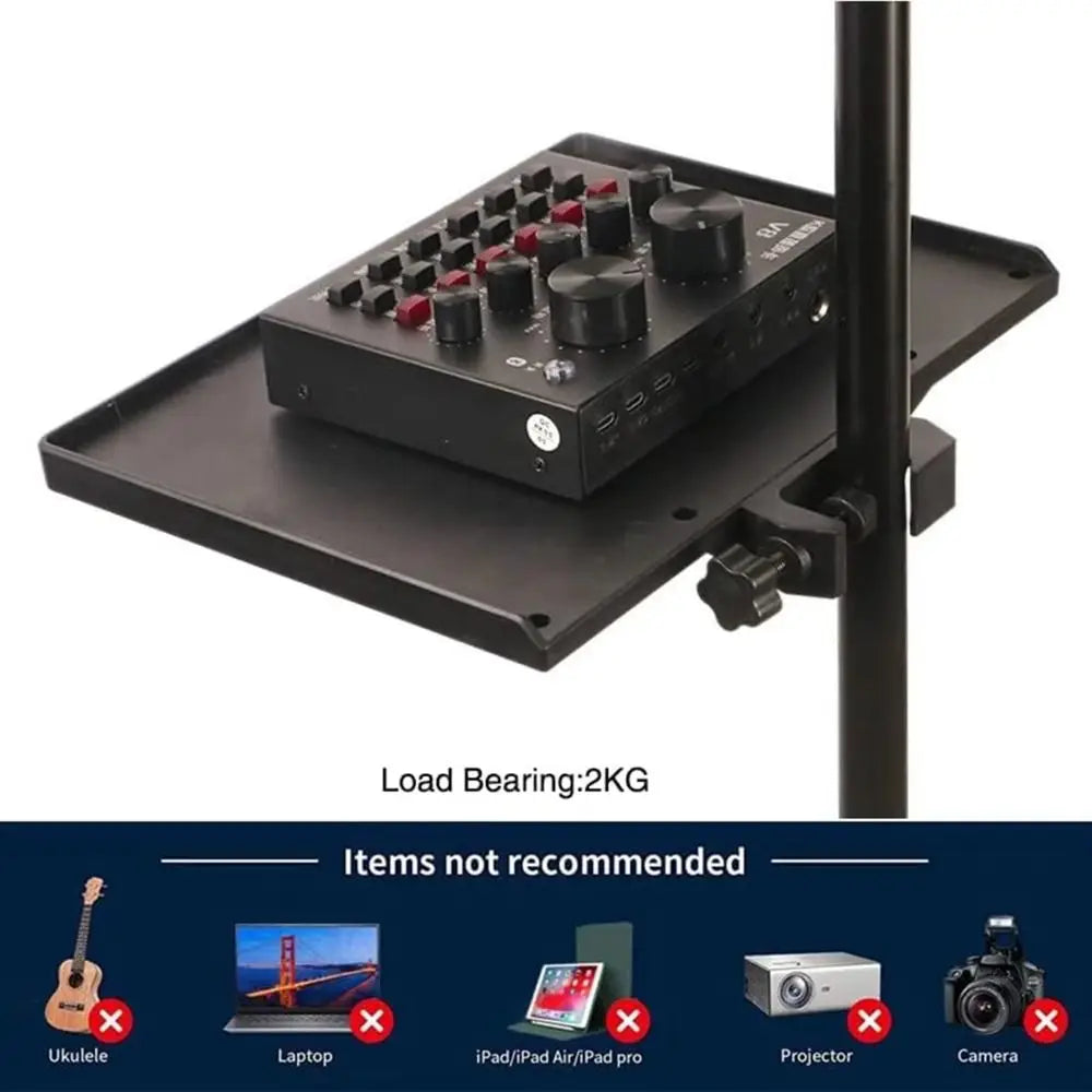 New Universal Microphone Stand Adjustable Clamp Soundcard Tray Tripod Bracket Holder Clamp for Live Streaming Quake