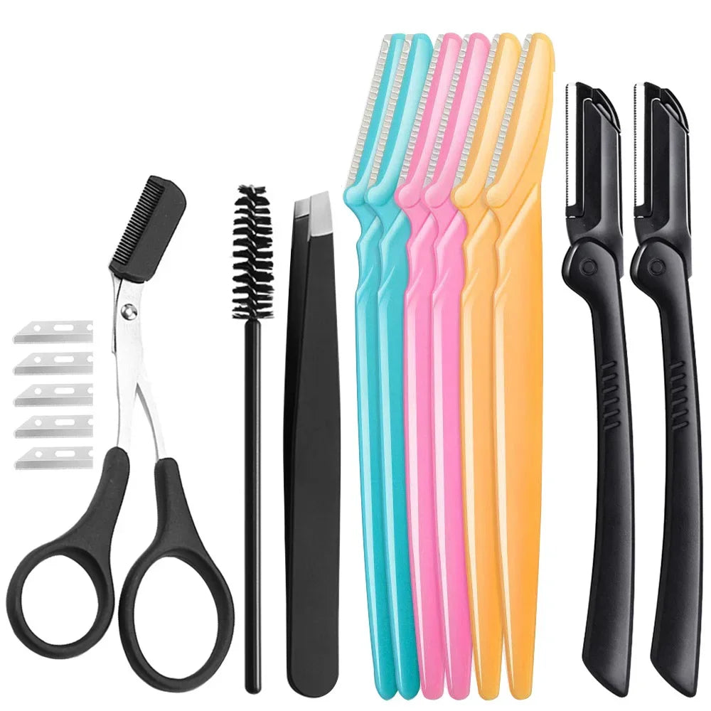 For Women And Men Eyebrow Trimmer Facial Hair Removal Face Razors 16PCS Eyebrow Razor Multipurpose Tool Dermaplaning Tools Quake