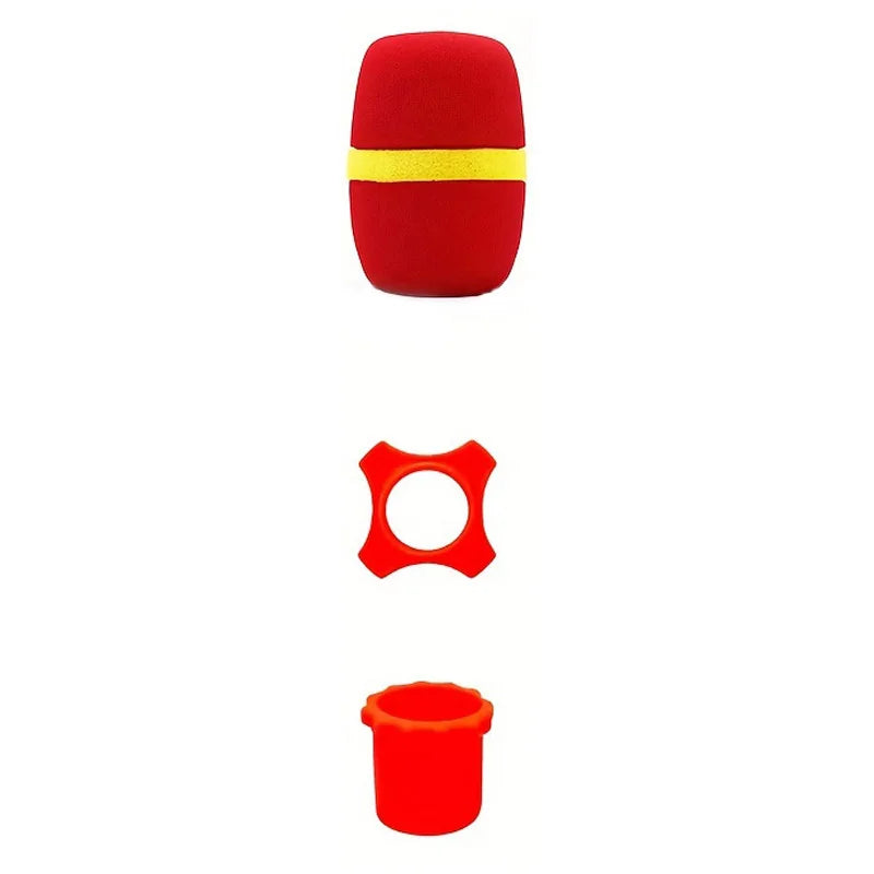 Wireless Handheld Microphone Silicone Ring Anti Rolling,Mic Bottom Rod Sleeve Holder,Microphone Windscreen Sponge Cover Quake style 1 - red