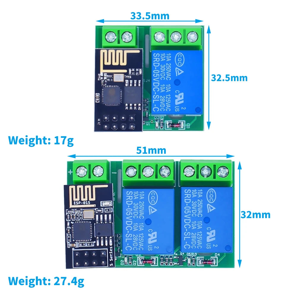 ESP8266 Dual Channel WIFI Relay Module ESP-01 DC5V With Relay Indicator and Reset Button 2 CH relay Boad Low Level Control Quake