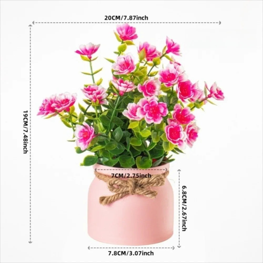 Mini Fake Potted Flowers Evergreen Bonsai Artificial Flower Bonsai Fake Plant Table Decor Potted Ornaments Desktop Decoration Quake