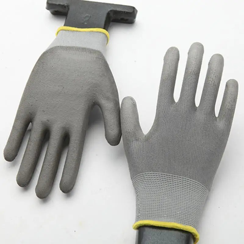 1 Pair Black Coating Gloves Nylon PU Gloves Woodworking Horticulture Automobile Maintenance Anti Slip And Dustproof Daily Use Quake Dark Grey S