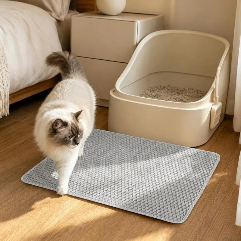 Non-slip Pet Cat Litter Mat Waterproof Double Layer Cat Litter Trapping Soft Odorless Pet Litter Box Mat Clean Pad Pet Products Quake