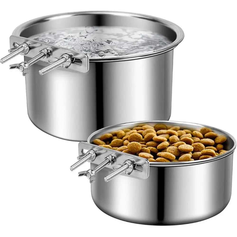 New Stainless Steel Pet Bowl Anti-gnawing Hanging Pet Feeder Cage Food Dispenser Parrot Bird Quake