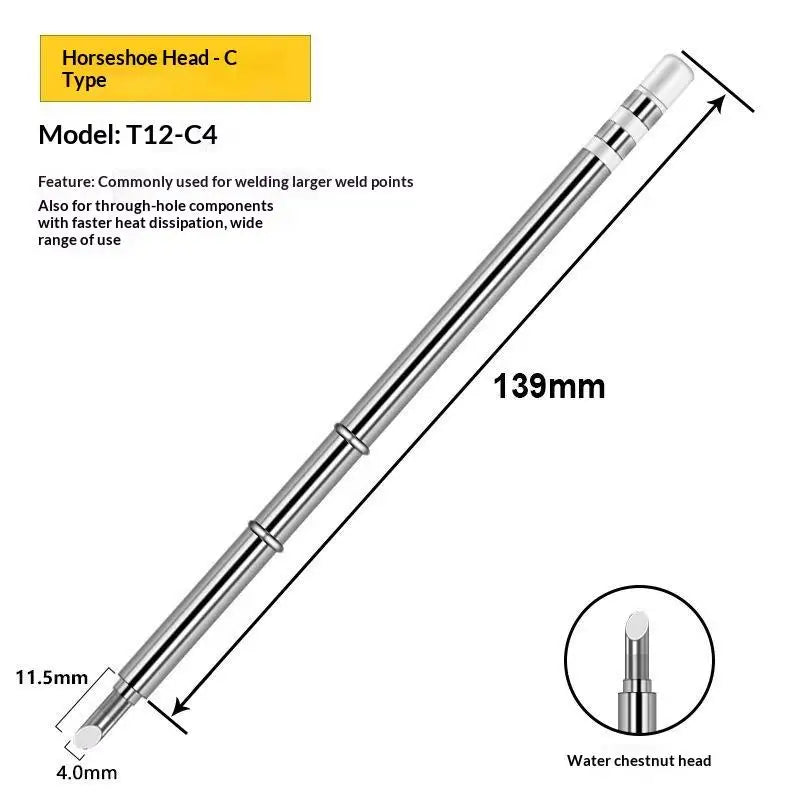 1Pcs T12 Multiple Styles Integrated Soldering Iron Tips Fast Heat Conduction Easy Tinning For DIY Electronic Repair Projects Quake T12 C4