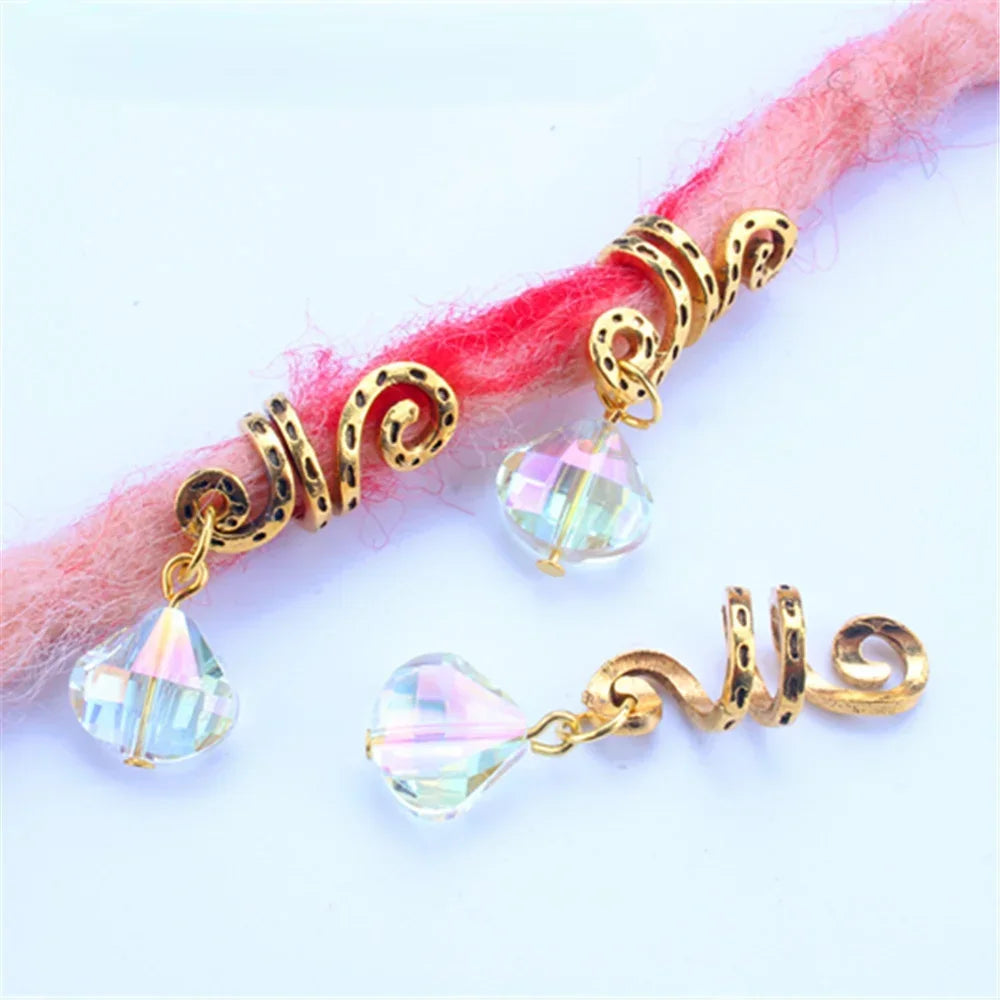 Hair Braided Wig Jewelry Hair Extension Rings Buckle Metal Hollow Out Iron Flower Tube Hair Ring Buckle Headdress Styling Rings Quake 5pcs LQ716-8
