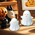 2Pcs Ceramic Ghost Small White Ghost Figurines Tabletop Ornaments Spooky Props Scary Light up for Bookshelf Home Room Kitchen Quake Default Title