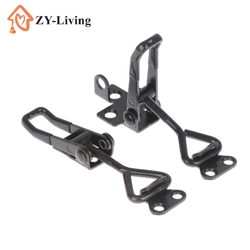 2Pcs Black Adjustable Toggle Latch Catch, Lever Handle Lock Hasp Quick Clamp for Cabinet Box Furniture Hardware Quake