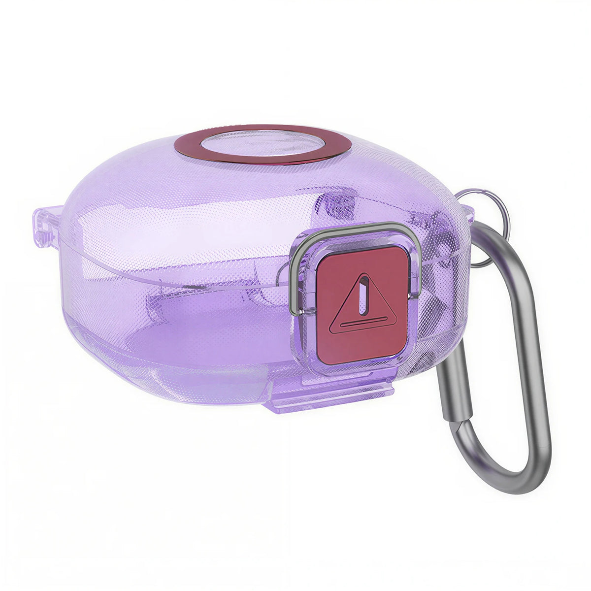 For Soundcore P40i Earbuds Case Transparent TPU Snap Buckle Dustproof Charging Box Cover Carabiner Clip Quake Transparent Purple