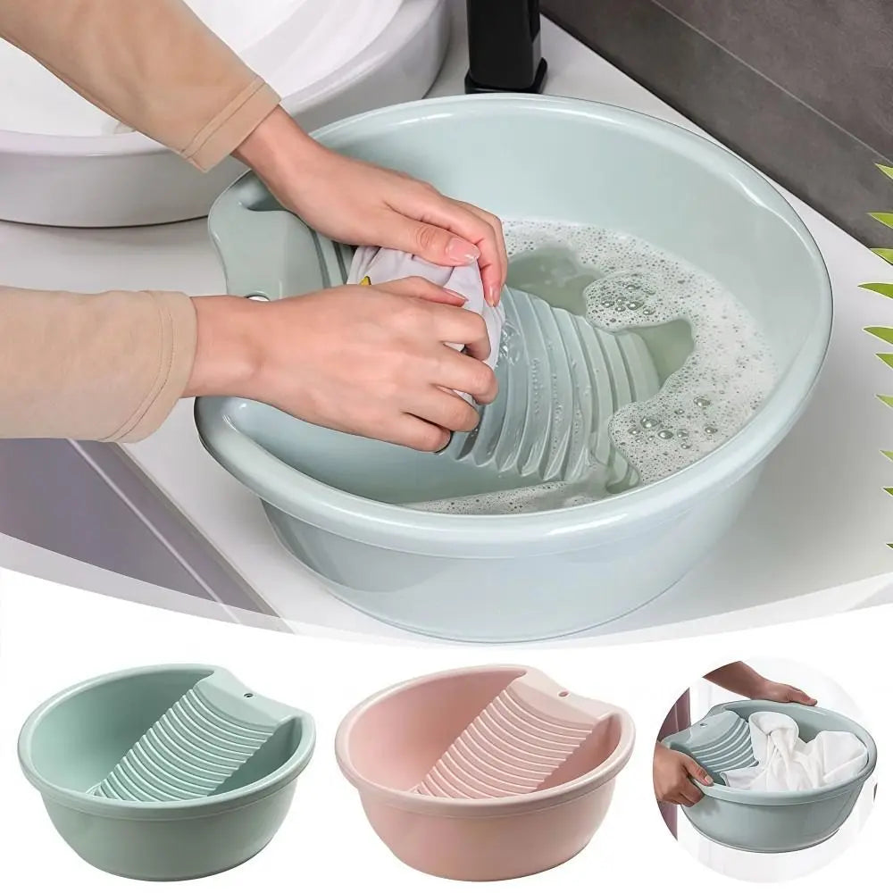 2IN1 Washboard Basin Thickened Plastic Underwear Cleaning Basin Convenient Non-Slip Laundry Tub For Hand Washing Clothes Quake