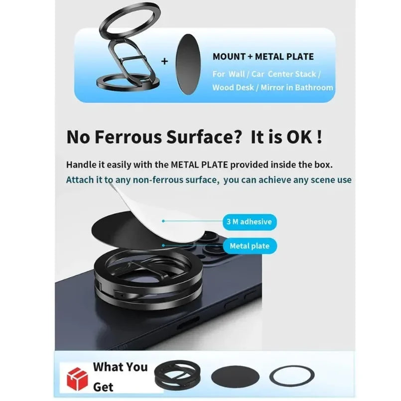 Foldable Double Sided Magnetic Phone Holder for Magsafe Gym Treadmill Universal Folding Car Holder Magnetic Smartphone Stand Quake