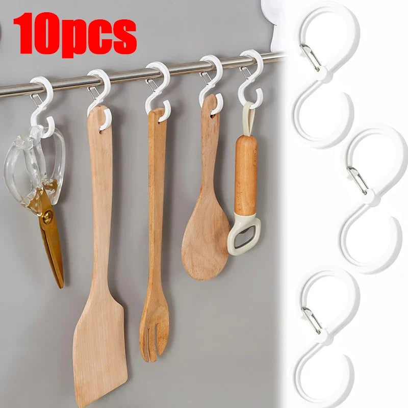 S-shaped Hook With Buckle Portable Multifunctional Kitchen Home Enduring Organizer S Windproof Hook Lock Hook Plastic Hanger Quake
