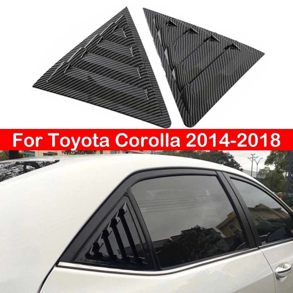 For Toyota Corolla 2014-2018 Car Rear Louver Window Side Shutter Cover Trim Sticker Vent Scoop ABS Carbon Fiber Black Auto Quake