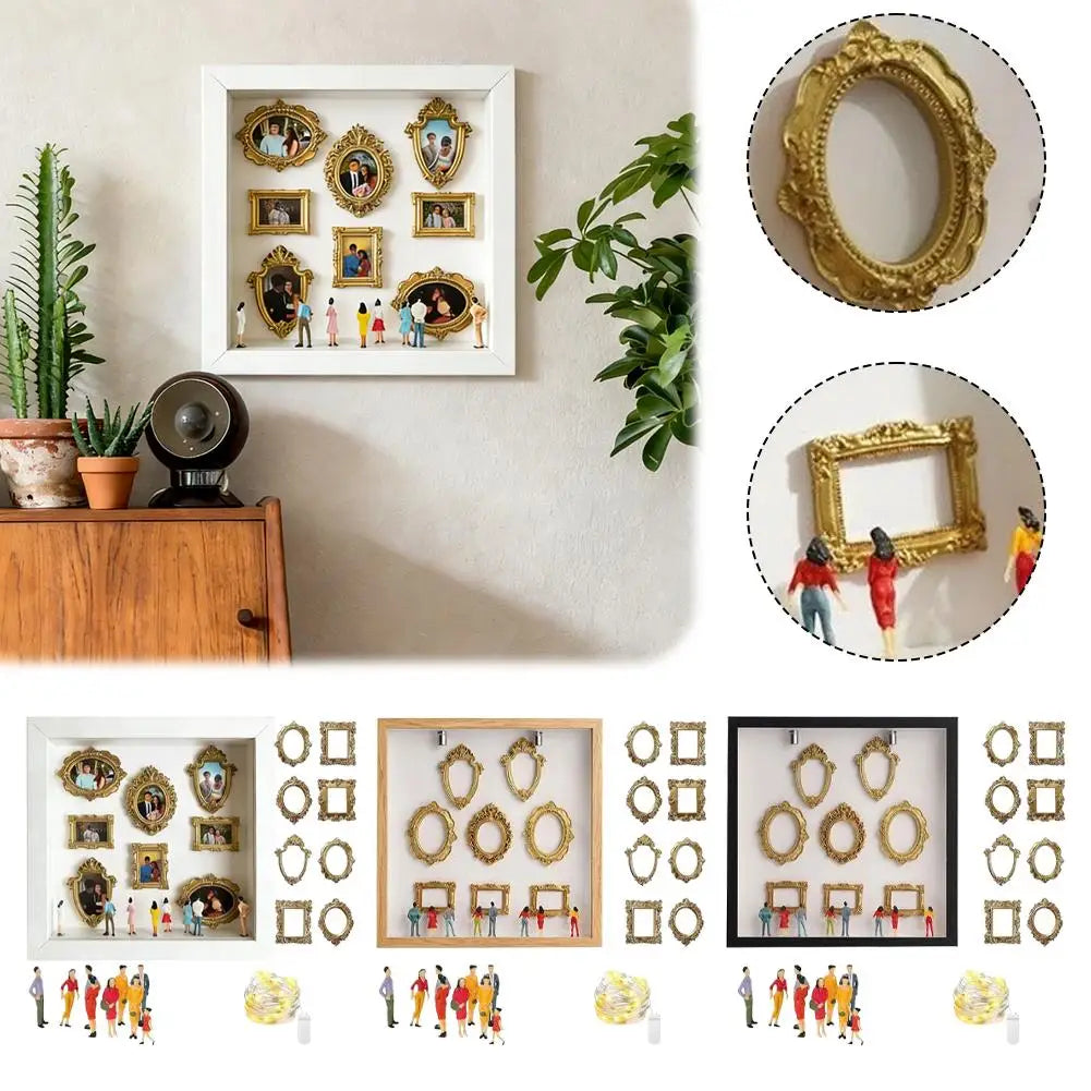 DIY Mini Museum Silhouette Box Miniature Museum Shaped Box Decorative Piece Gold Frames for Anniversary Wedding Gift Quake