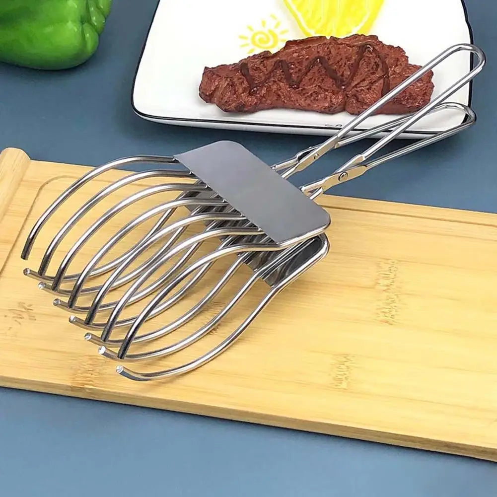 Stainless Steel Slicing Tong for Roast Meat Ham Bread Grater Multi-Functional BBQ Holder Precision Cutting Tool Kitchen Quake