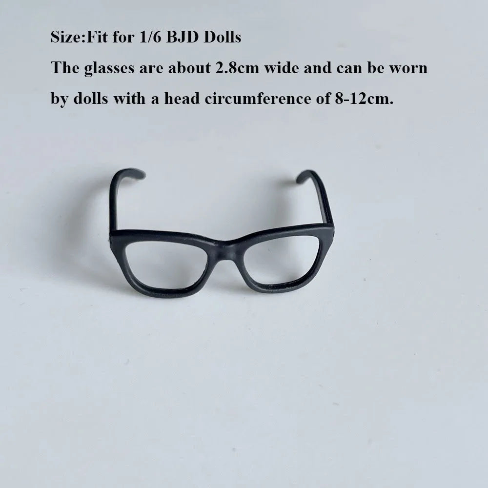 Handmade 1/6 Doll Plastic Glasses Fashion Multicolors High Stretch Jumpsuit Mini DIY Accessories for 1/3 BJD 30/60cm Dolls Quake Black Glasses