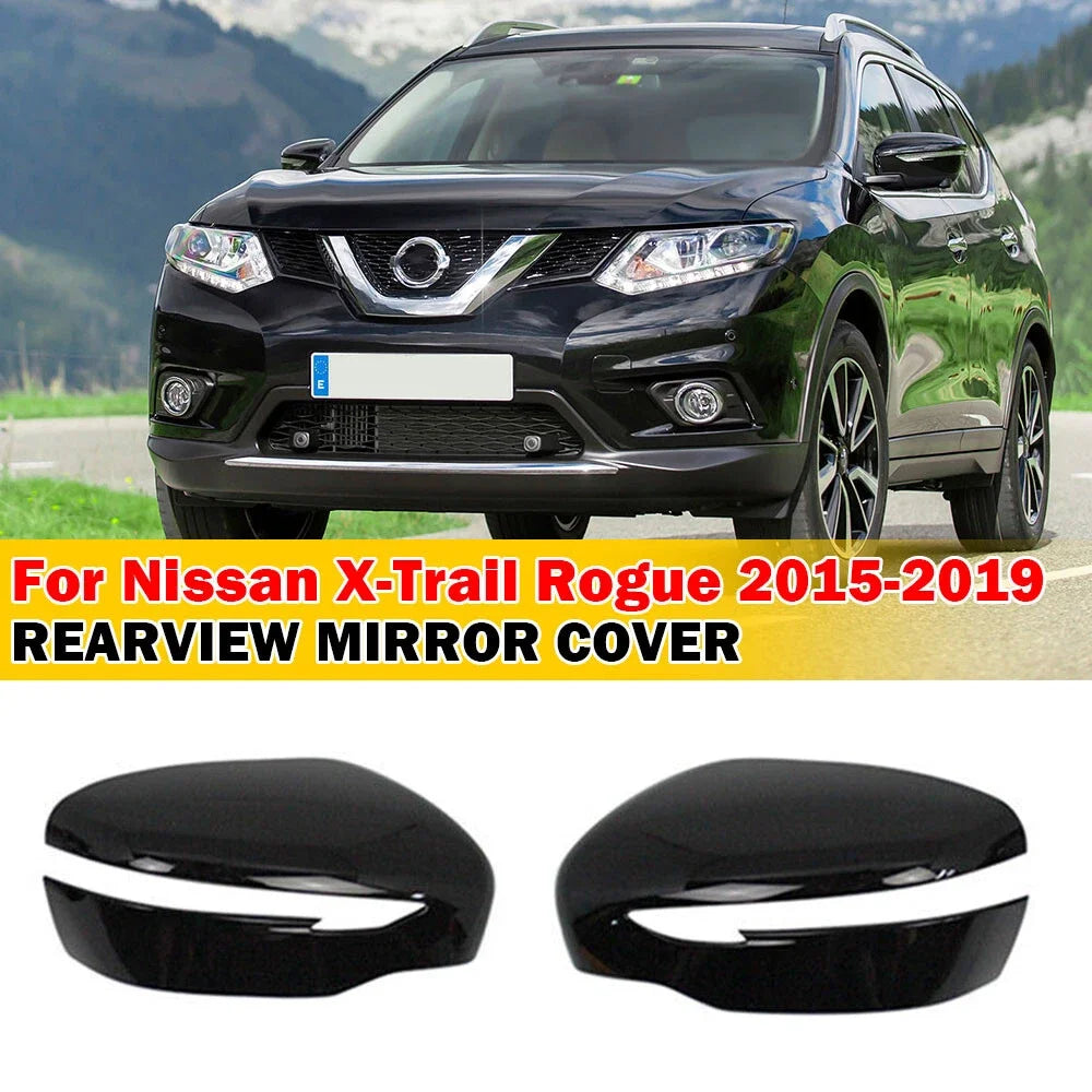 For Nissan Qashqai X-Trail Murano Rogue Pathfinder 2015-2019 2x Case Sticker Rearview Side Mirror Cover Wing Cap Rear View Trim Quake