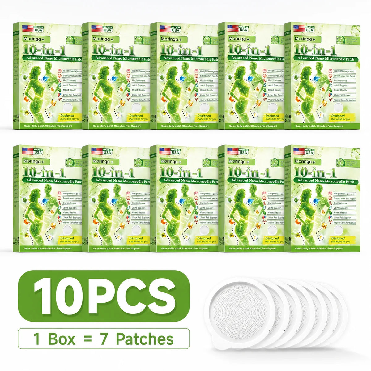 Moringa Berberine NAD Patches 10 in 1 Nano Microdart Body Care Stickers Ultra Thin Invisible Daily Wellness Support Quake 10pcs
