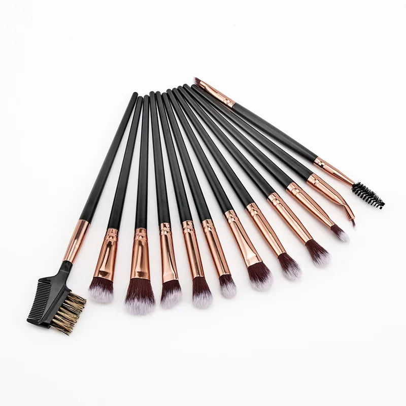 12Pcs/Set Multi-type Makeup Brushes Eye Shadow Eyeliner Eyebrow Eyelash Blending Mixing Make up Brush Portable Cosmetic Tool Quake