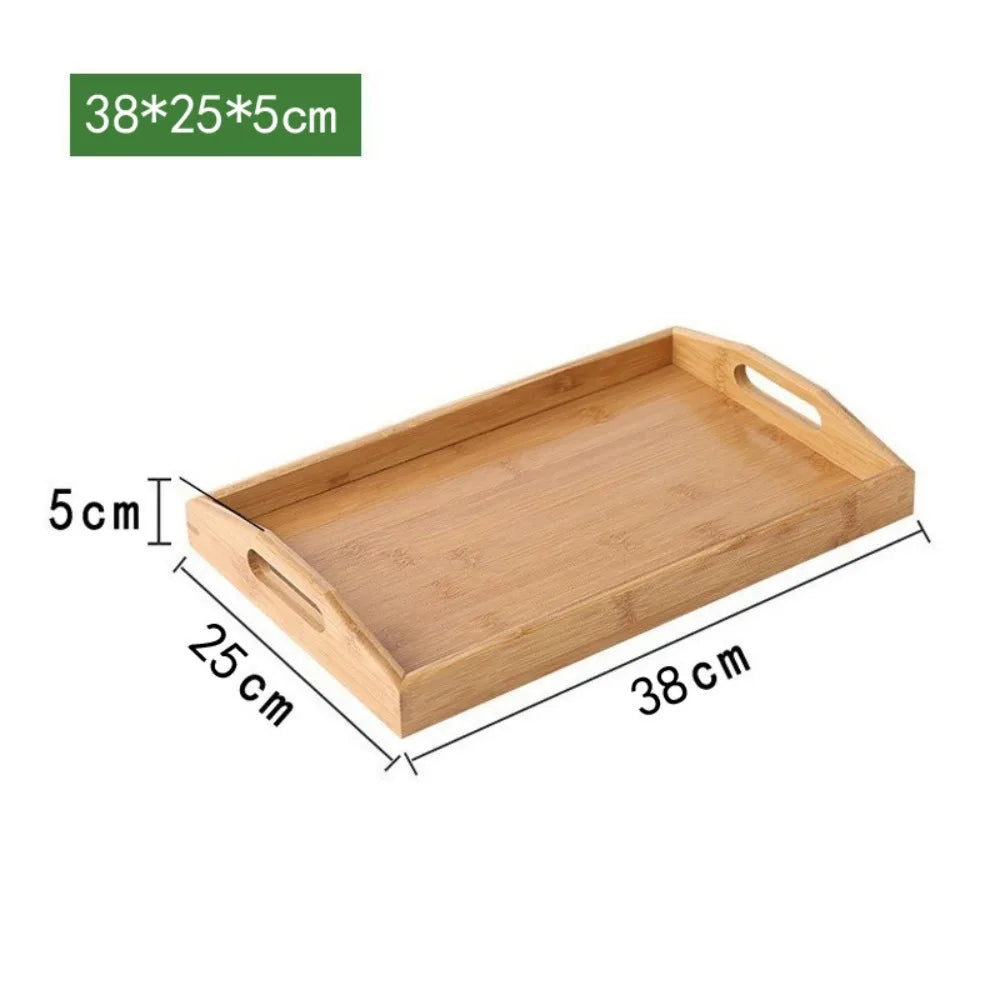 New Rectangular Storage Tray household Solid Wood Tea Tray Bamboo Water Cup Plate Home Living Room Quake 38-25-5cm