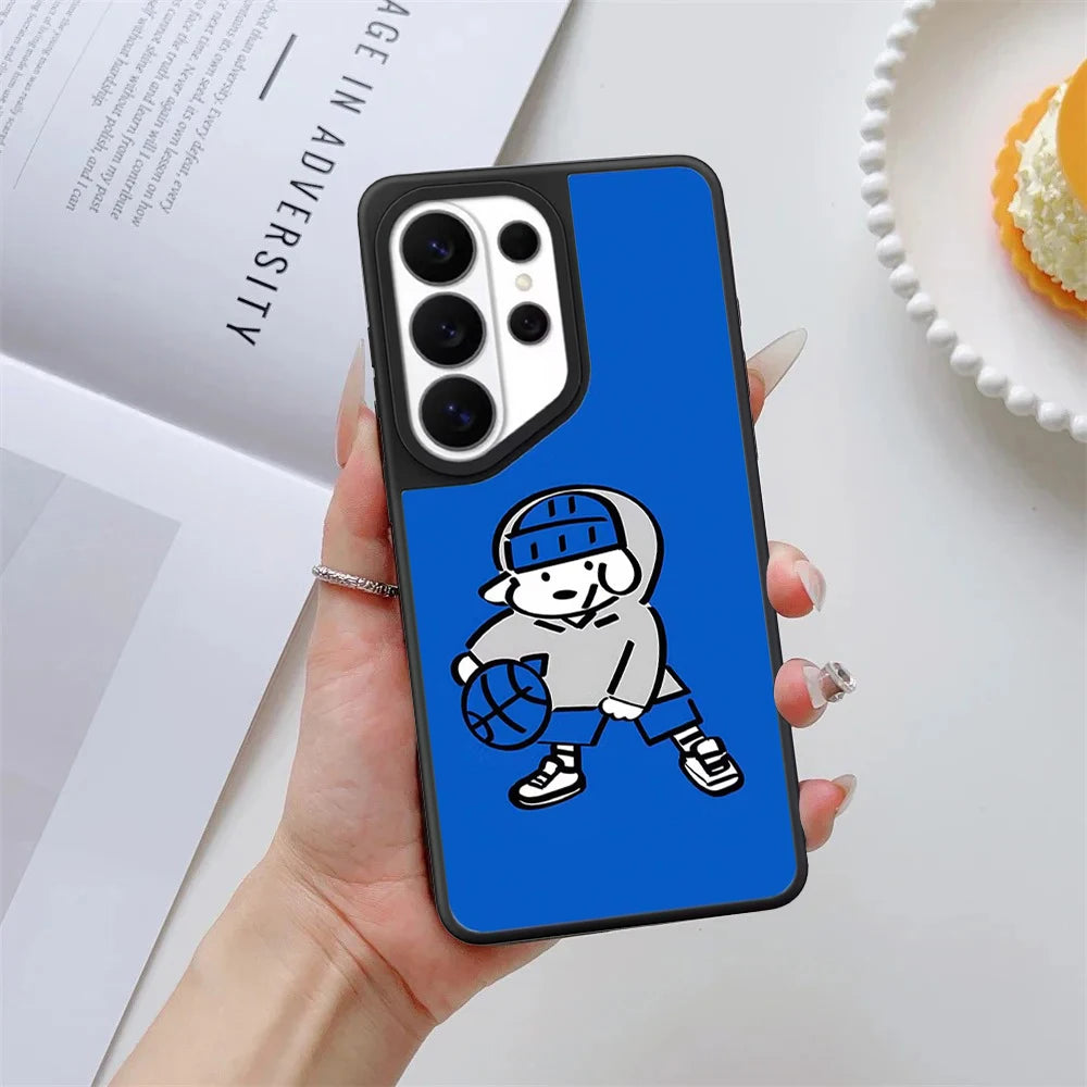Blue Background New York Dog Mirror Surface Magnetic Phone Cover for Samsung Galaxy S23 S24 S25 S26 Ultra S26+ Plus Case Quake