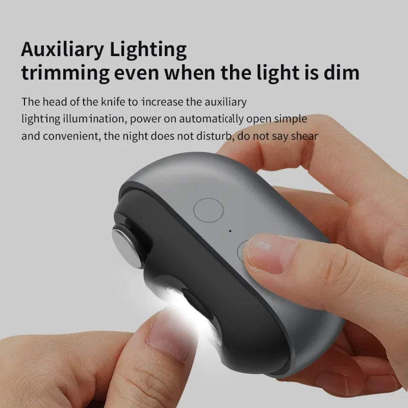 Electric Nail Clipper Electric Nail Trimmer Polisher Portable Fingernail Cutter with Light File Nail Clip Storage Rechargeable Quake
