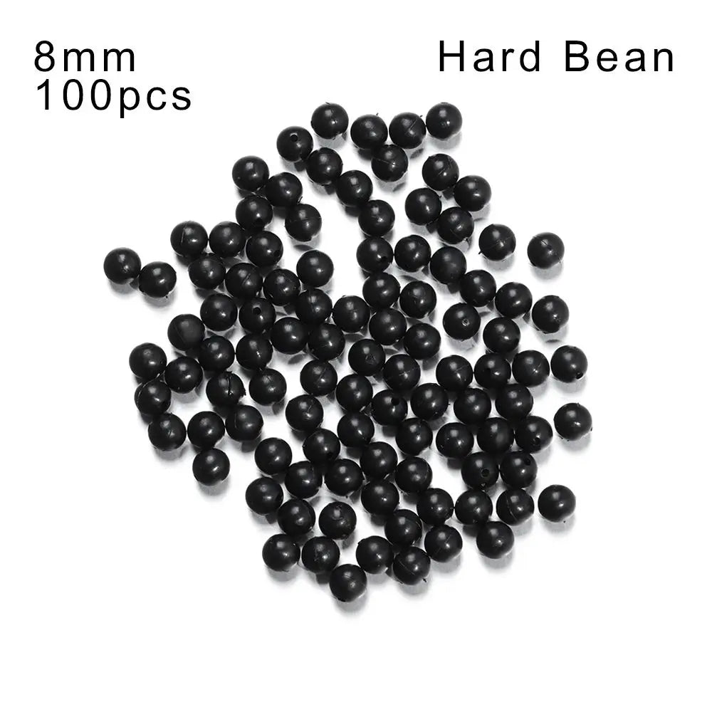 High Quality Plastic Stoppers Night Black Fishing Floats Beads Round Soft and hard bean Quake Hard Bean-8mm