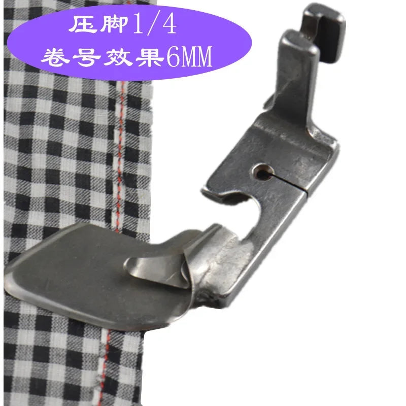 Industrial Sewing Machine Multi-Function Curved Hemming Foot Hem Pull Tube Presser Foot Silk Chiffon Skirt Crimping Presser Foot Quake 6MM