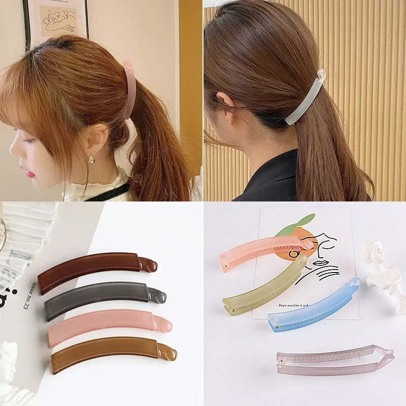 Frosted Hair Styling Clips Solid Color Banana Clip Women Girls Hair Accessories Fashion Ponytail Barrettes Hair Claws Hairpins Quake