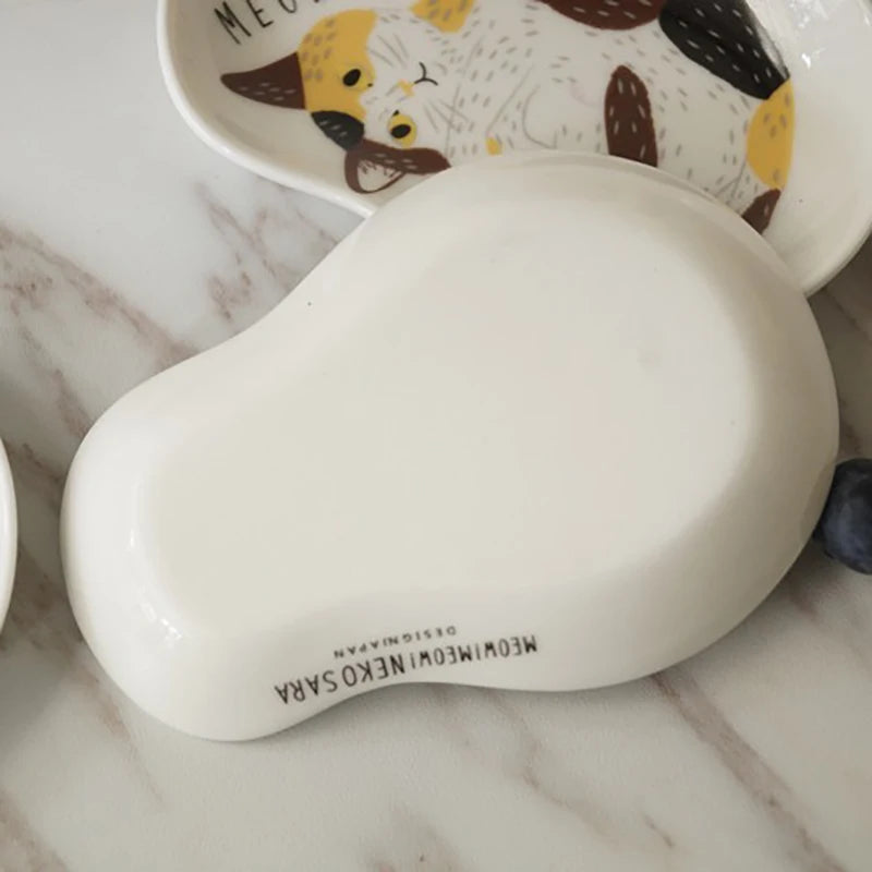 1/3pcs Japanese Soy Sauce Ceramic Sauce Dishes Cat Design Dipping Bowls Appetizer Dish For Tomato Sauce And Vinegar Sauce Quake