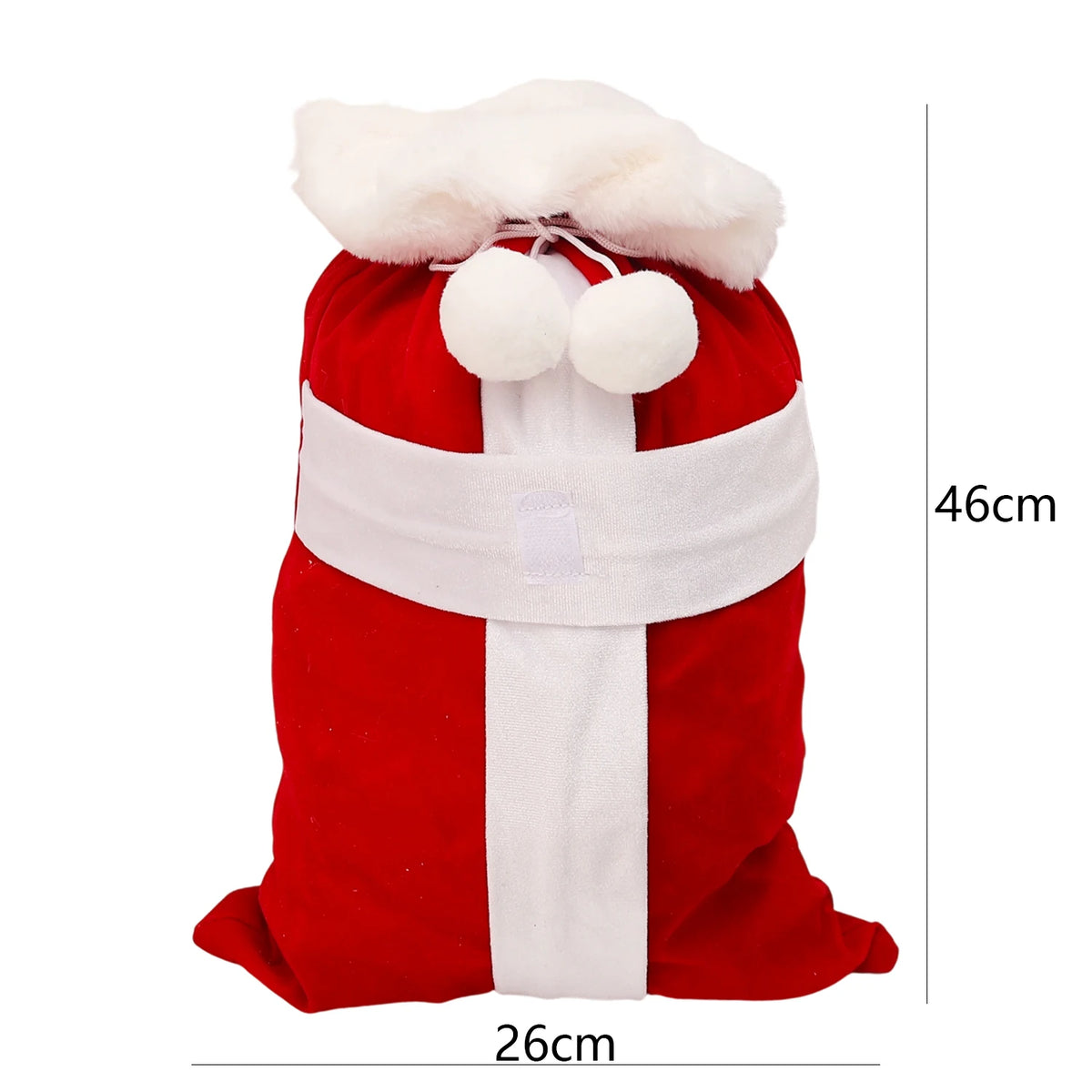 Large Santa Claus Bags with Drawstring Kids Gift Candy Bag Fabric Snack Wrapping Pocket Christmas New Year Present Storage Bag Quake A (26x46cm) as show