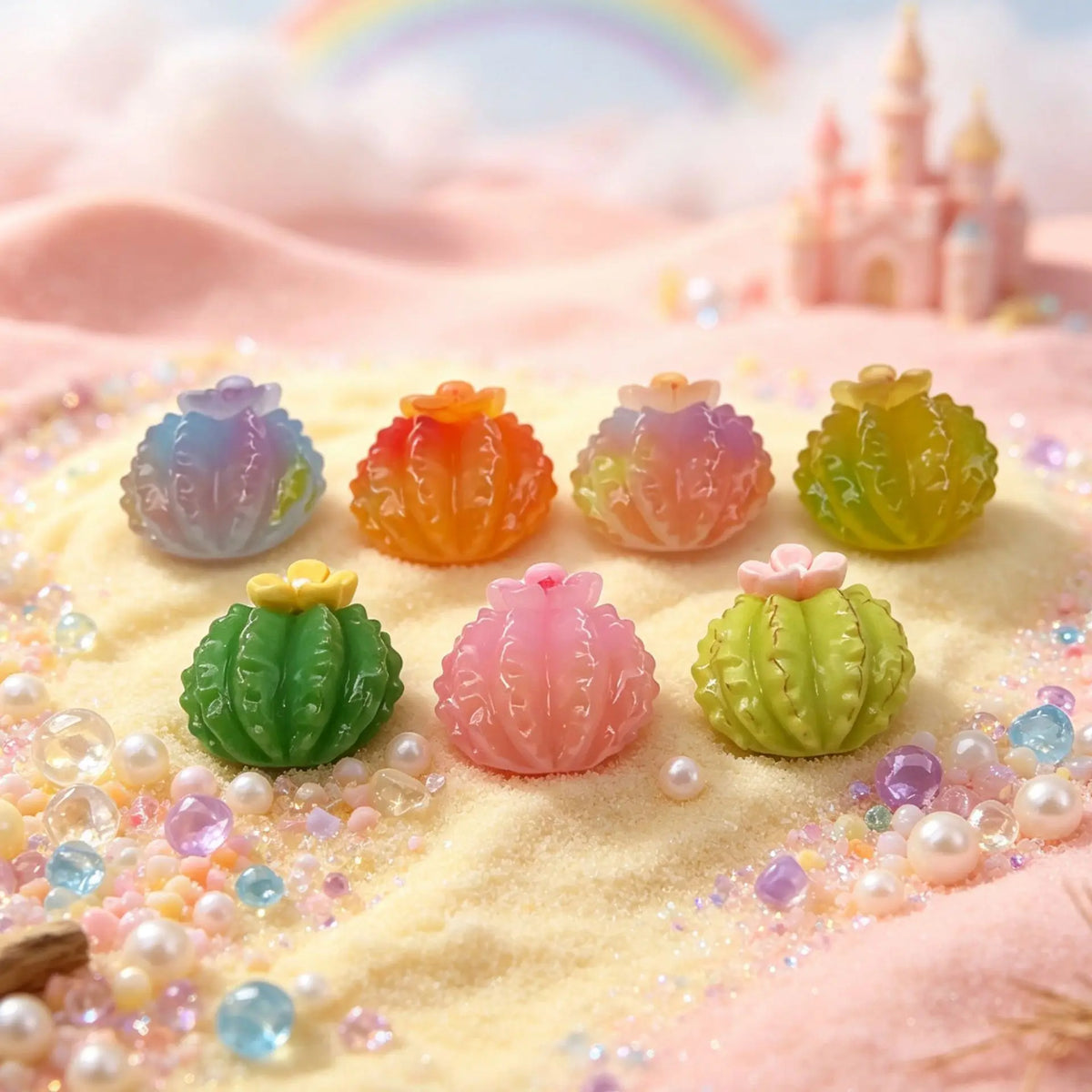 20Pcs Kawaii Colors Cactus Miniature Figurines Resin DIY Crafts Statue Fairy Garden Accessories Desktop Ornament For Home Decor Quake