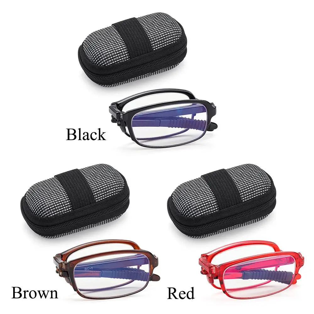 TR90 Folding Reading Glasses with Zipper Case Unisex Portable Lightweight Presbyopic Eyeglasses Readers Eyewear +1.0x ~ 4.0x Quake
