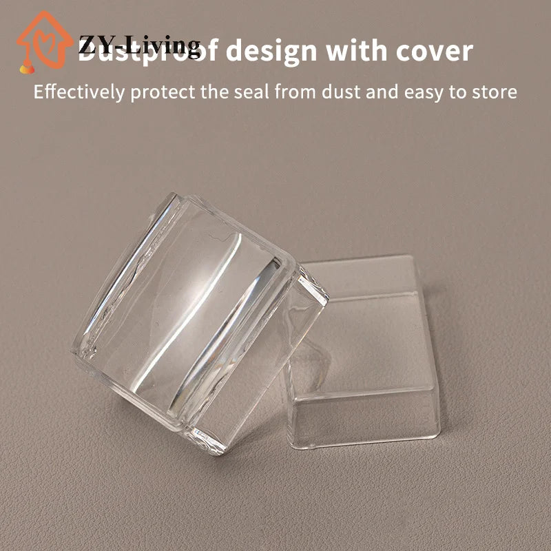 Transparent Rectangle Nail Art Stamper With Scraper Silicone Head Transfer Tool Fast Clear Jelly French Stamping Manicure Quake