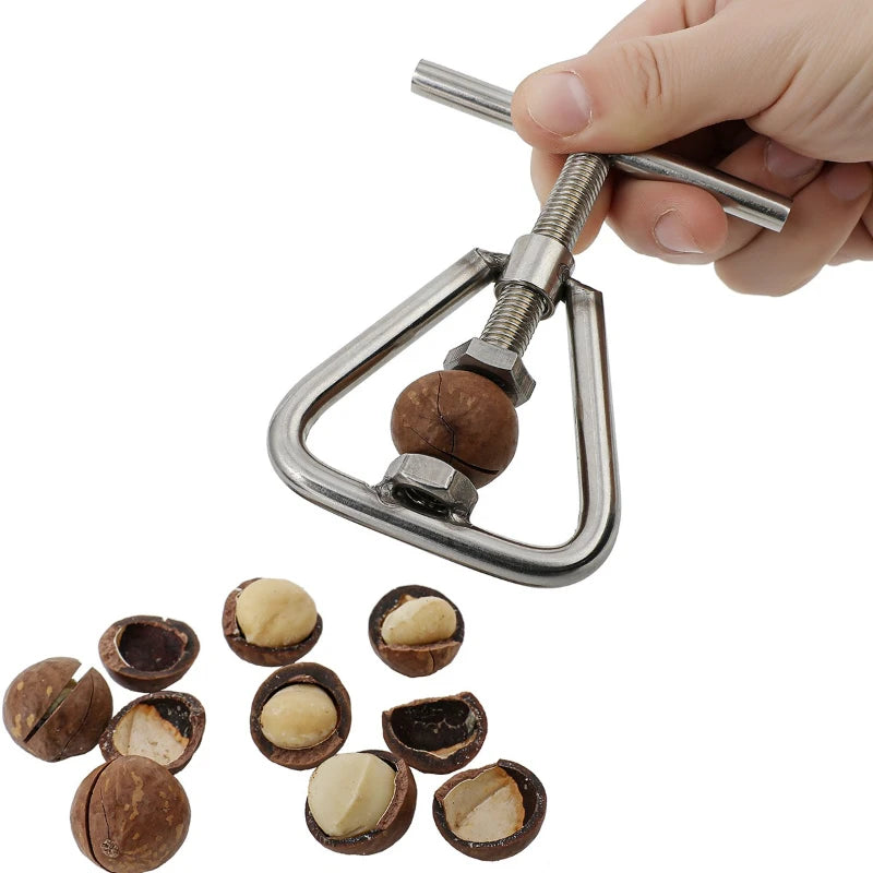 Stainless Steel Triangular Nut Cracker Macadamia Nut Opener Manual Dried Fruit Shell Breaker Walnut Shelling Clip Quake