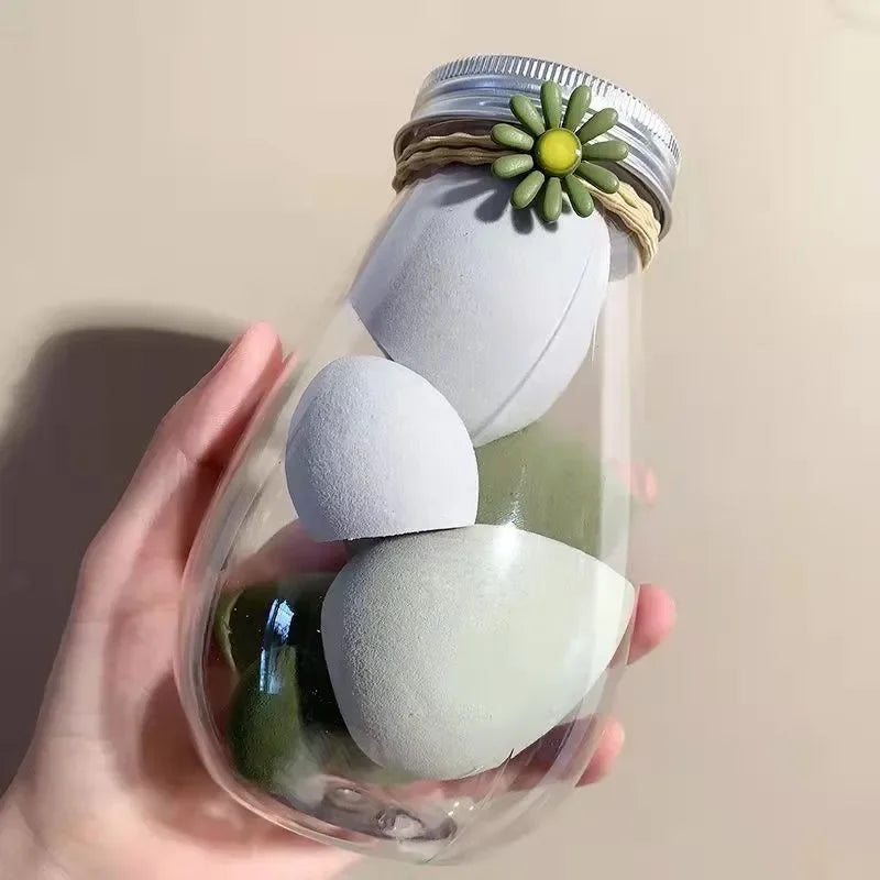 Beauty Egg with Box Makeup Sponge Puff Set Face Powder Foundation Cream Cosmetic Sponges Powder Compact Puff Beauty Makeup Tools Quake 6pcs green bottle