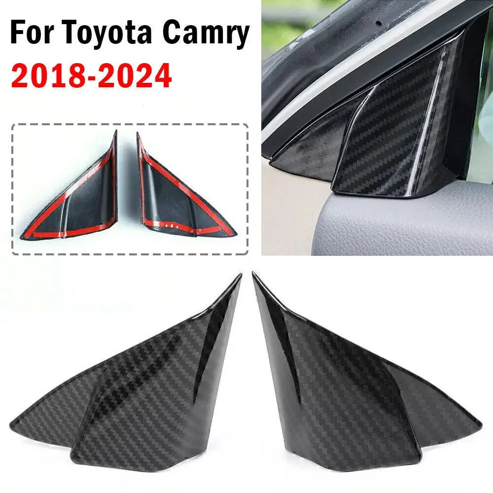 For Toyota Camry 2018 2019 2020 2021 2022 2023 Carbon Fiber Look Car Front Window Window A Pillar Triangle Cover Trim Sticker Quake Default Title