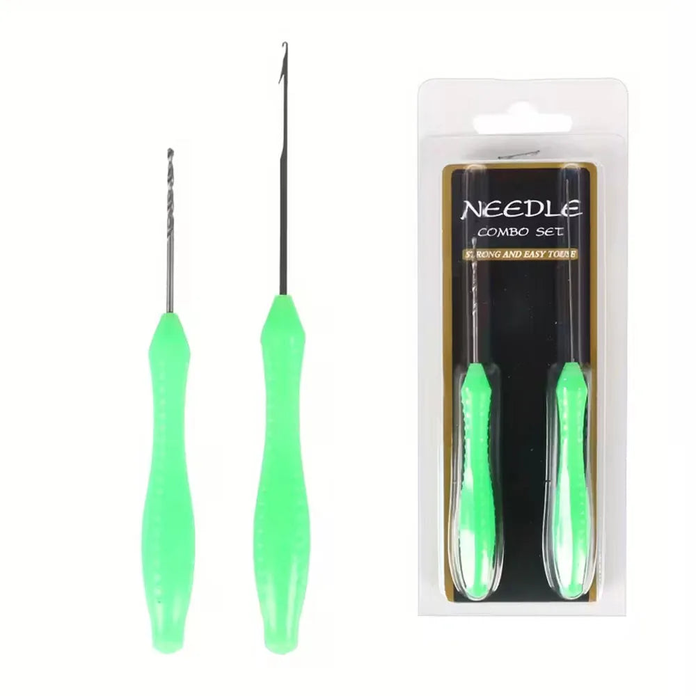 Bait Needle, High Carbon Steel 2/3/4Pcs Set Fishing Bait Needle Tool Set, Drilling Hook Needle for Making Rigs Quake 2Pcs1Set