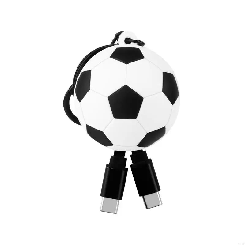 Pull Out USB C to USB C Cord with Clip Tab, 60W Line, Cartoon Cover for Travel, Desk, Office, and Bag Use K1KF Quake football CN