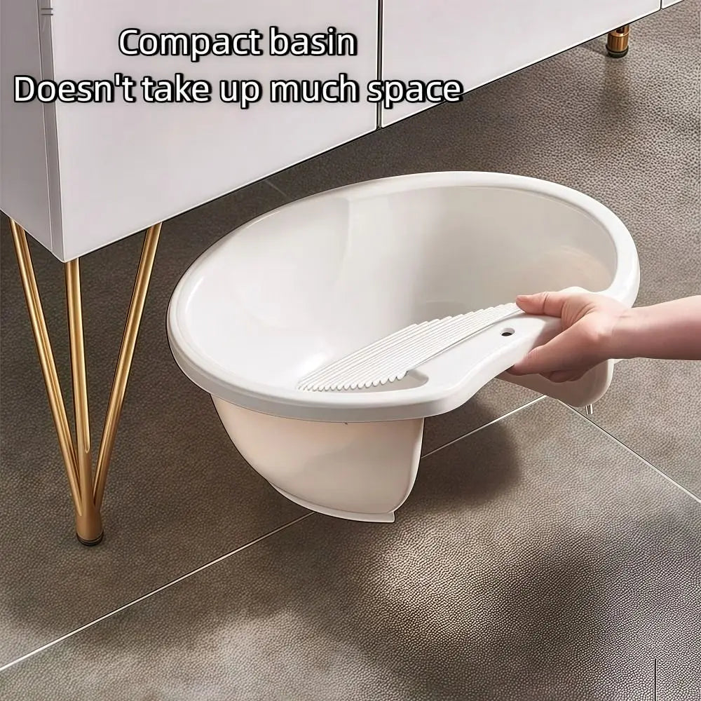 2IN1 Washboard Laundry Basin Plastic Thickened Underwear Cleaning Basin Lightweight Convenient Laundry Tub Hand Washing Clothes Quake