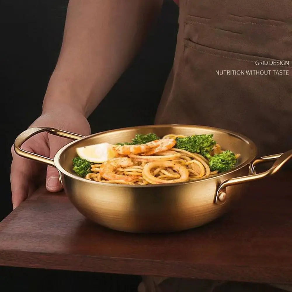 Stainless Steel Seafood Rice Pot Home Cooking Paella Pan Picnic Snack Plates Cookware Saucepan Dry Pots with Handle for Kitchen Quake