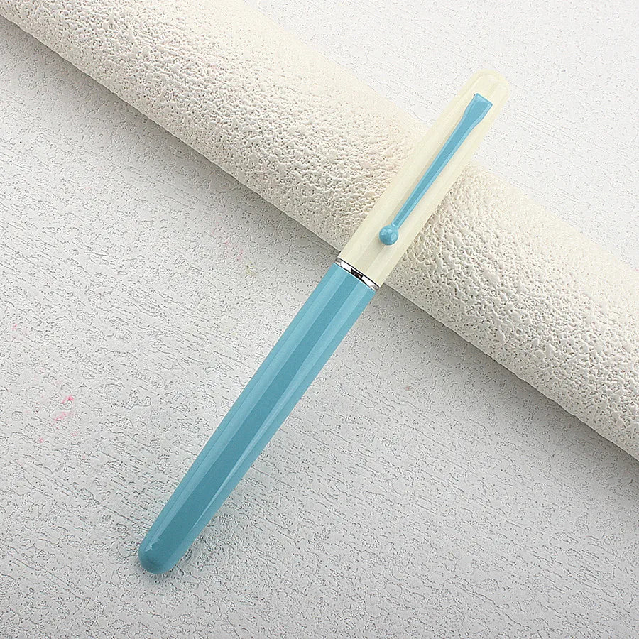 EF Nib Magnetic Cap Fountain Pen Cute Blue White Design School Stationery Pen Quake