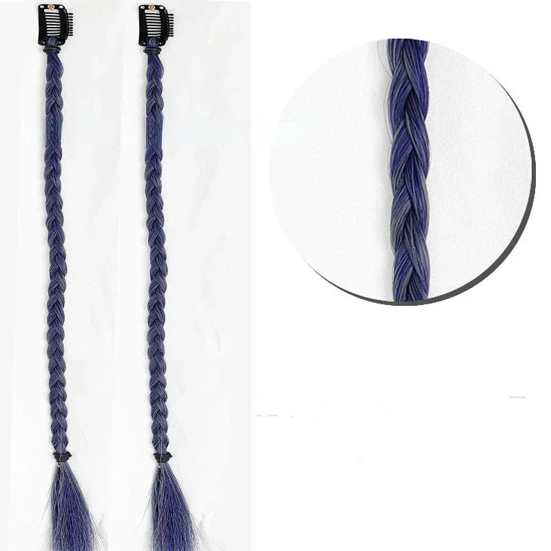 2pcs/set Y2K Boxing Braids Girls Cool Fashion hair Braide Women Fried Dough Twist Braid Traceless Invisible BB Clip Boxing Braid Quake haze blue