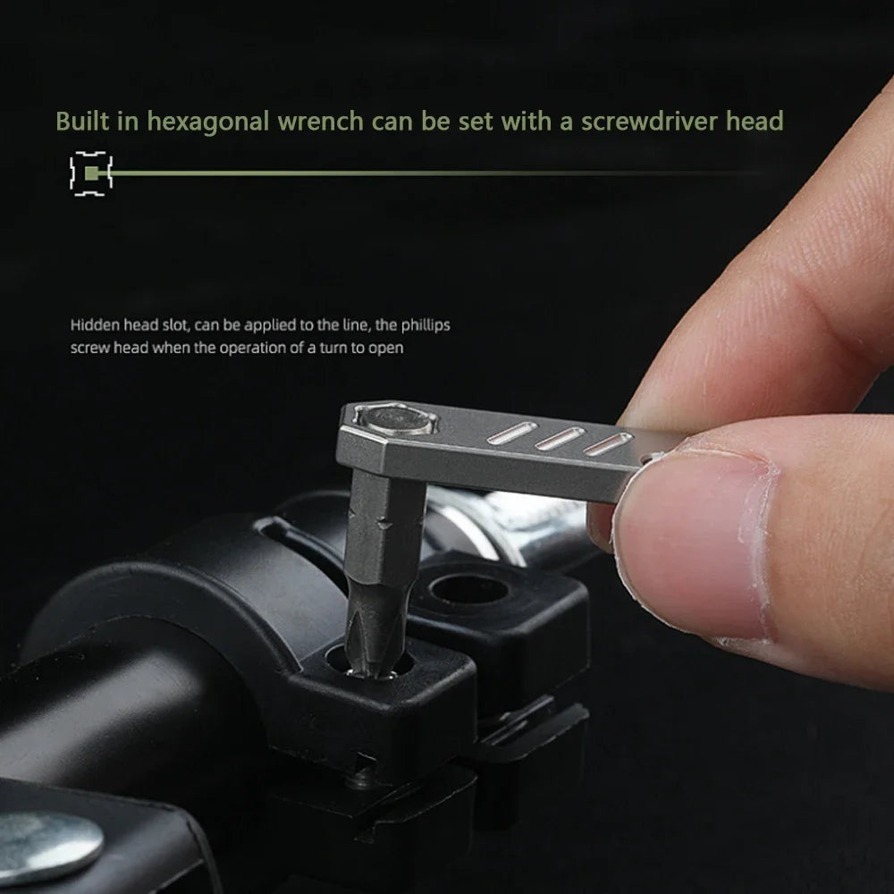 Mini TC4 Titanium Alloy Crowbar Bottle Opener Graduated Scale Hexagon Wrench EDC Outdoor Tools Multifunction Camping Gear Quake