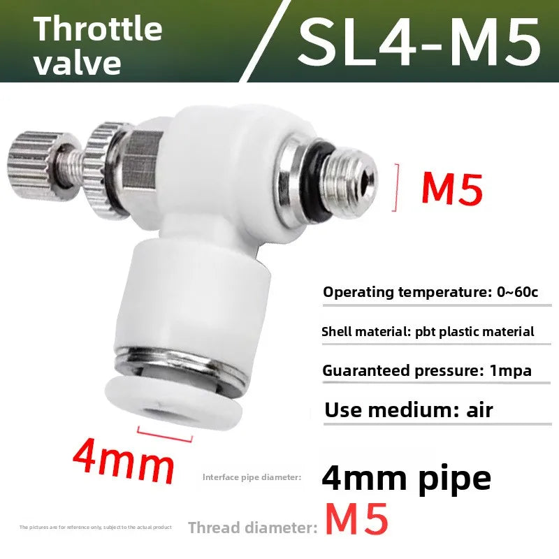Pneumatic quick connect connector SL /SA 4 6 8 10 12mm M5 "1/8" 1/4 "3/8" 1/2 air speed regulating valve Accelerator valve Quake White 12-04 (12mm-1l2) SL