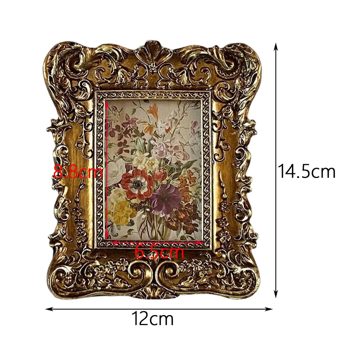 Retro Style Photo Frame Picture Holder Tabletop Wall Mounted Collection Hand Carved Floral Resin Picture Frame for Home Decor Quake