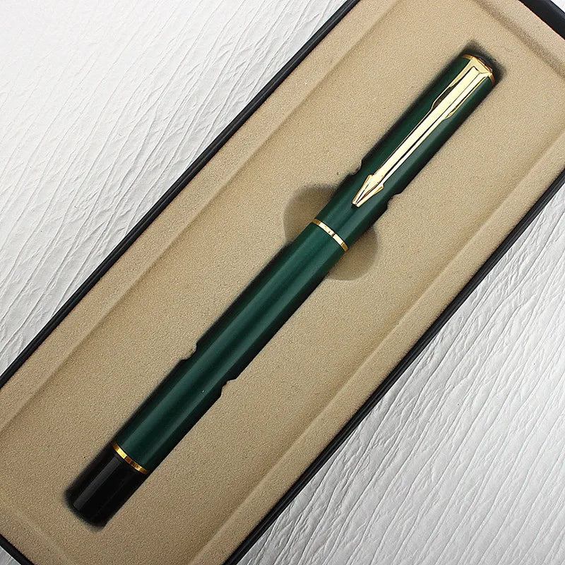 Metal Green Luxury Ink Ballpoint Pen, Black Ink Medium Point 0.5mm Smooth Writing Metal Ball Point Pen Signature Pen Quake